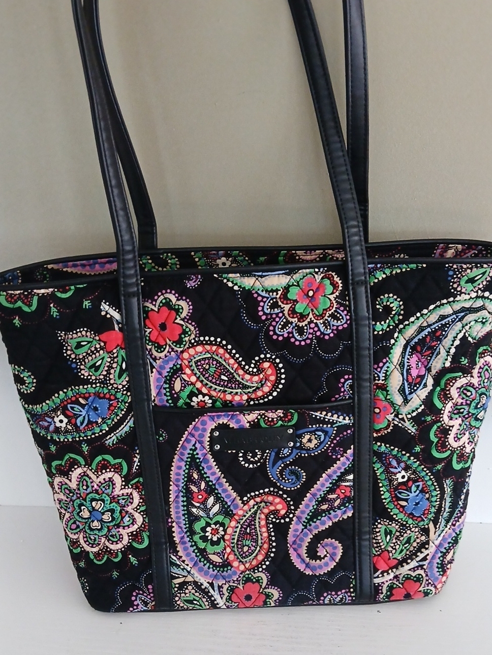 Vera Bradley Quilted Paisley Floral Tote Bag in Black